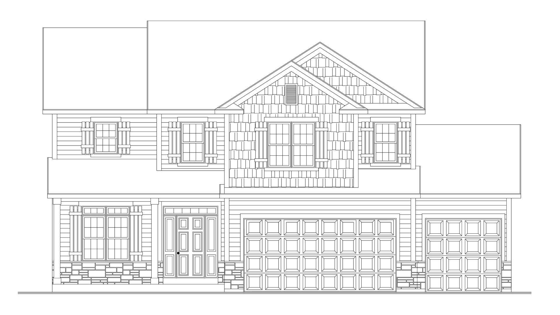 Front house elevation rendering.